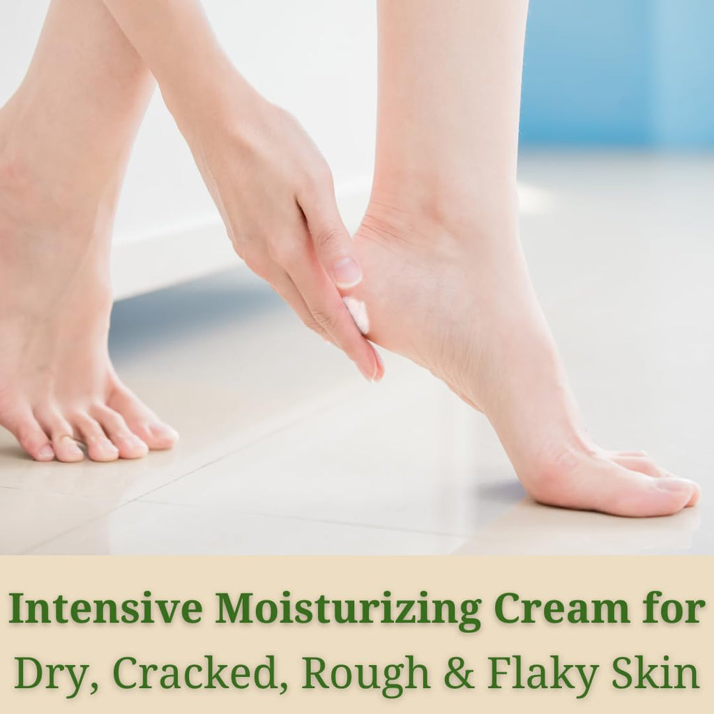 Natural Escapes Peppermint + Rosemary, Eucalyptus & Tea Tree Foot Cream for Dry Cracked Heels and Feet - Moisturizing Foot Lotion for Cracked Heel Repair - Callus Remover with Lactic Acid (4 oz)