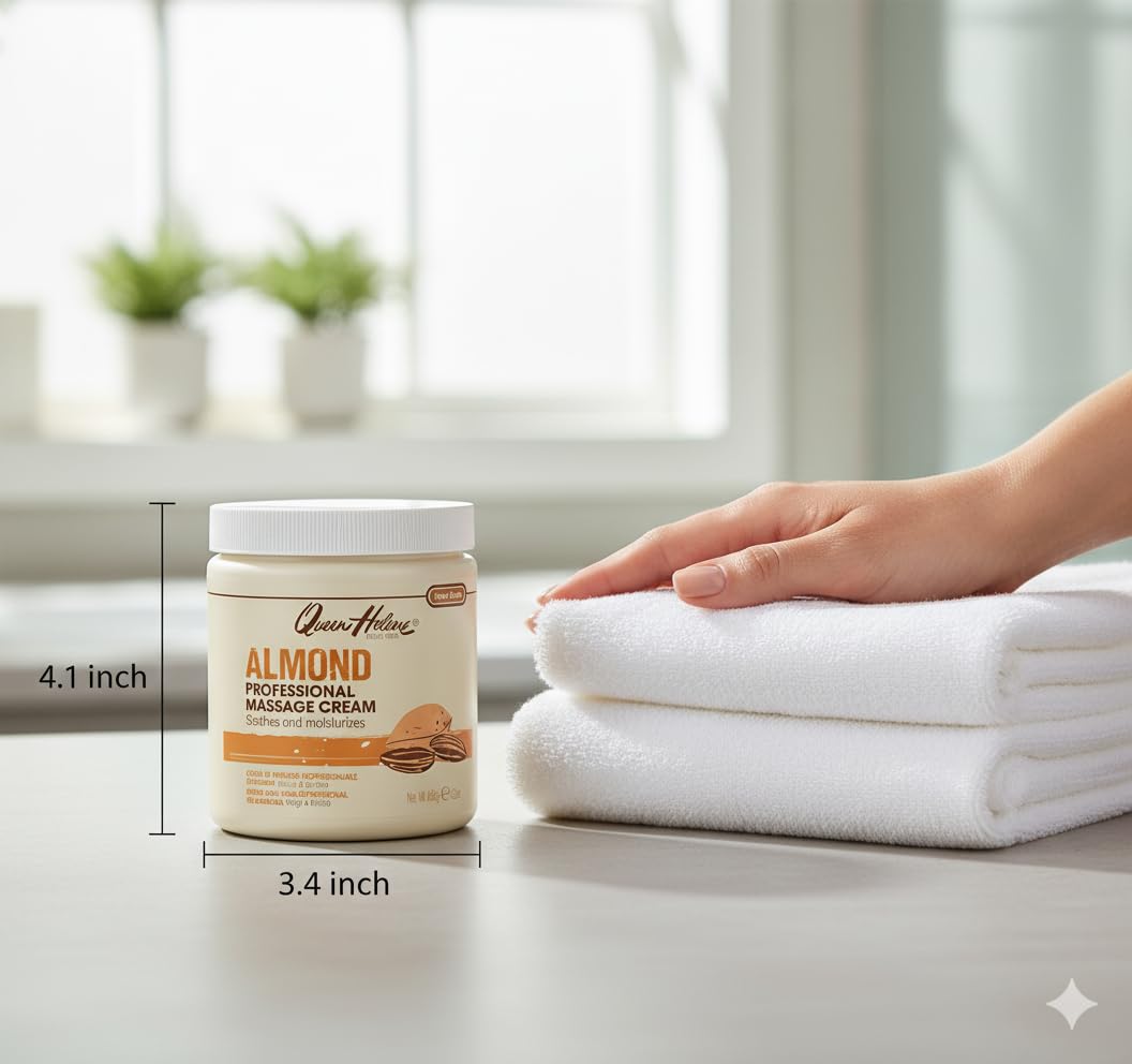 Queen Helene Almond Professional Massage Cream – Rich Conditioning Cream for Smooth Hydrated Skin (15 Ounce (Pack of 1))