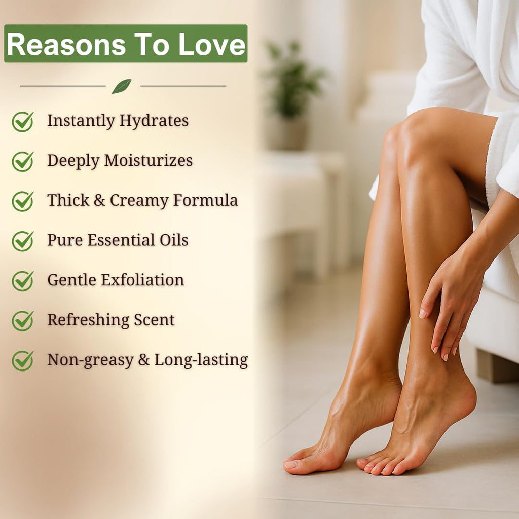 Natural Escapes Peppermint + Rosemary, Eucalyptus & Tea Tree Foot Cream for Dry Cracked Heels and Feet - Moisturizing Foot Lotion for Cracked Heel Repair - Callus Remover with Lactic Acid (4 oz)