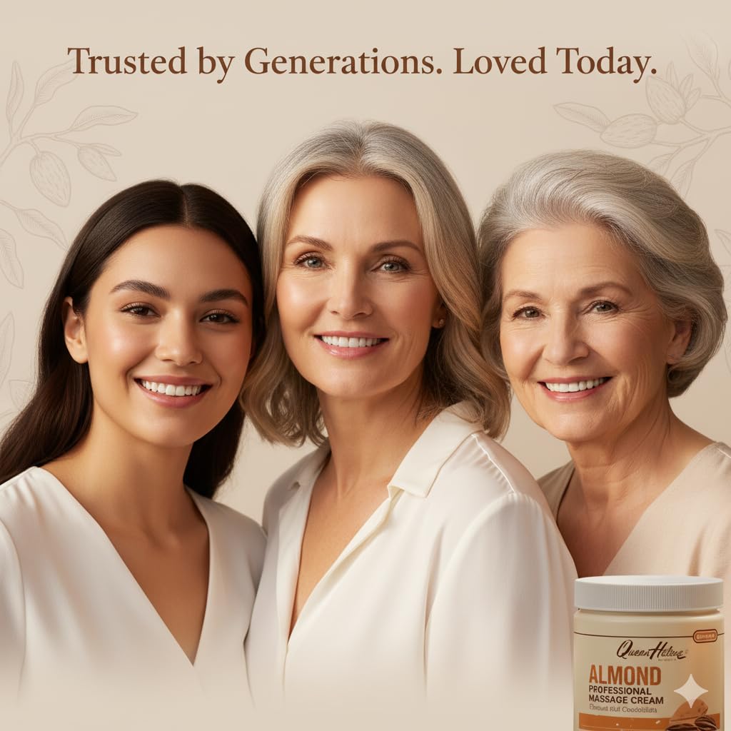 Queen Helene Almond Professional Massage Cream – Rich Conditioning Cream for Smooth Hydrated Skin (15 Ounce (Pack of 1))