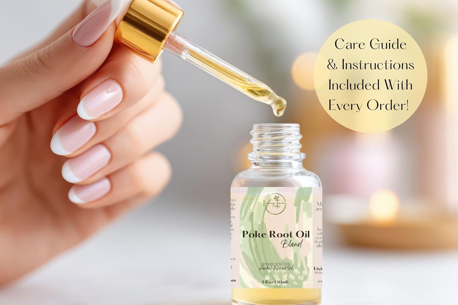 Organic Poke Root Oil with Castor Oil & Vanilla for Cysts, Boils, Fibroids, Swollen Lymph Nodes, Breast & Joint - Vegan Lymphatic Support Massage Oil - Handmade in The USA