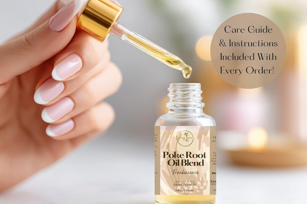 Organic Poke Root Oil with Castor Oil & Vanilla for Cysts, Boils, Fibroids, Swollen Lymph Nodes, Breast & Joint - Vegan Lymphatic Support Massage Oil - Handmade in The USA