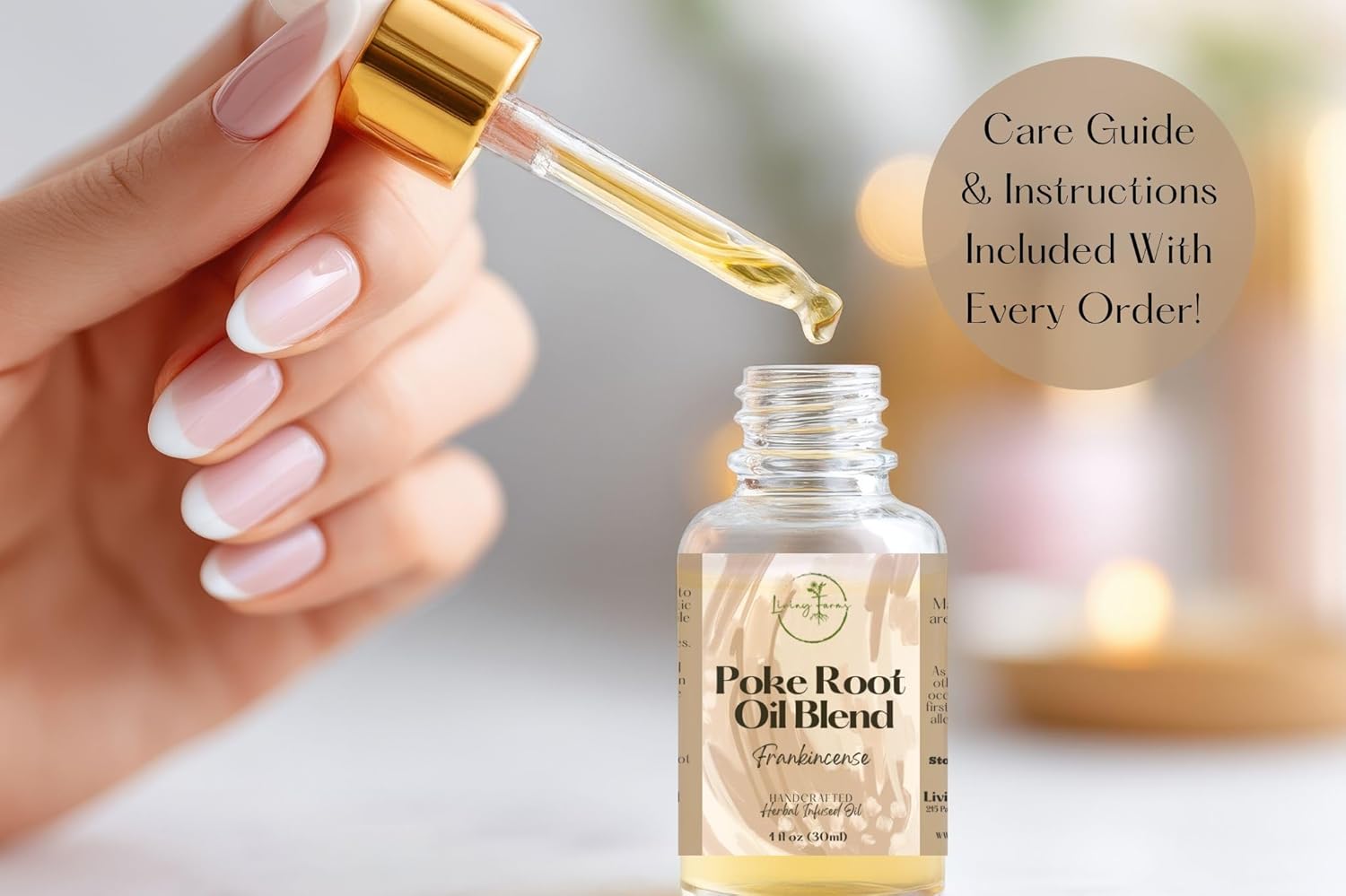 Organic Poke Root Oil with Castor Oil & Vanilla for Cysts, Boils, Fibroids, Swollen Lymph Nodes, Breast & Joint - Vegan Lymphatic Support Massage Oil - Handmade in The USA