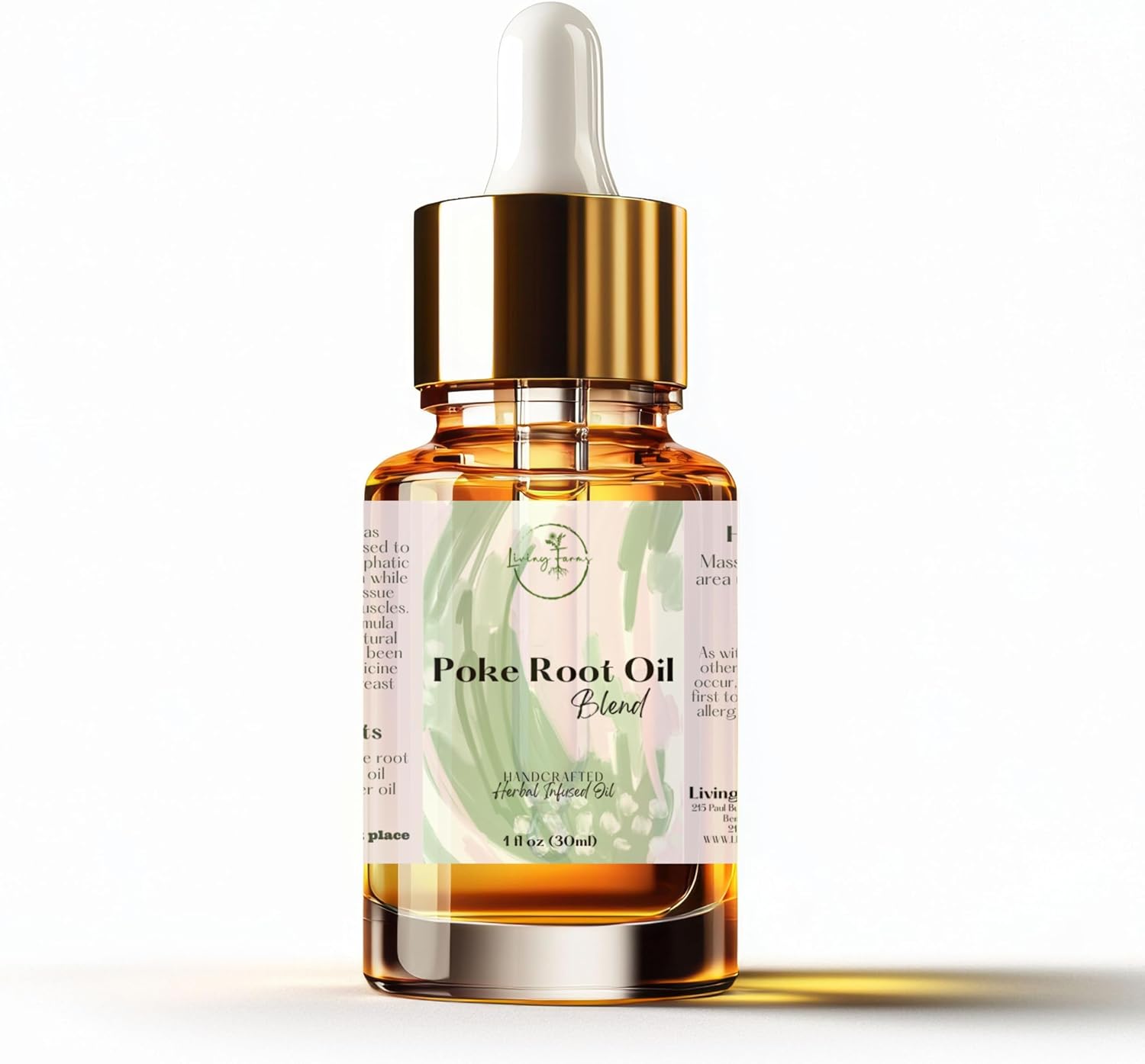 Organic Poke Root Oil with Castor Oil & Vanilla for Cysts, Boils, Fibroids, Swollen Lymph Nodes, Breast & Joint - Vegan Lymphatic Support Massage Oil - Handmade in The USA