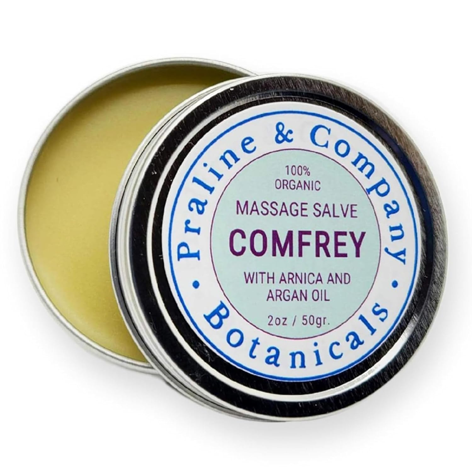 Comfrey Massage Salve - 100% Organic & Natural Herbal Salve - Handmade Salve Ointment with Macerate of Arnica, Argan & Castor Oil - Soothing Body Balm for Relief & Relaxation - 1oz