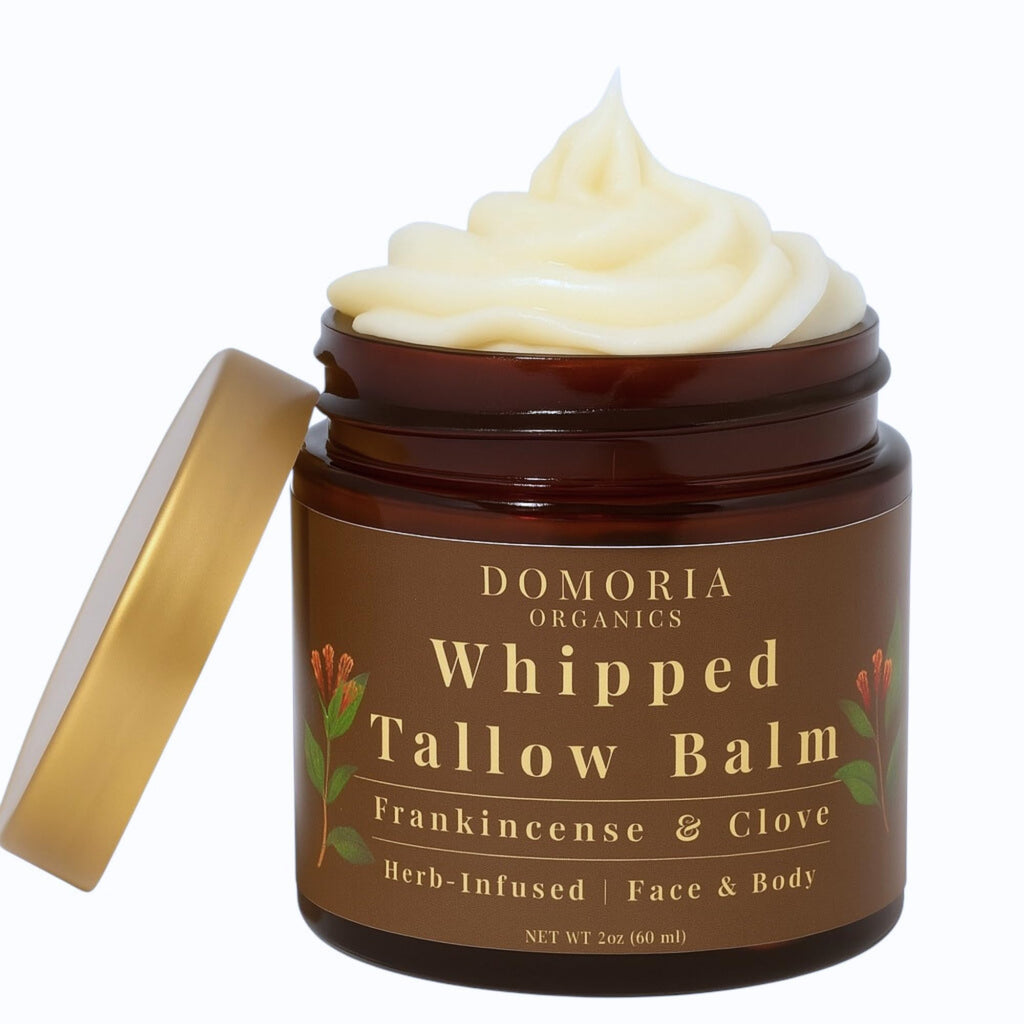 Handmade Whipped Tallow Balm - (Value Size) Frankincense Resin & Whole Clove, Herb-Infused Chamomile & Calendula for Men, Women, Psoriasis, Eczema, Dry Sensitive Skin