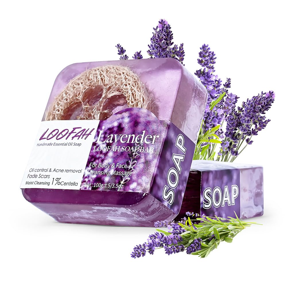 Aloe Vera Hademade Loofah Soap, Natural Exfoliating Clean Bar, Gentle Cleansing Massage Moisturizing & Repairing, Organic Handmade with Aloe Vera Plant Oil Body Bath Cream, Aloe