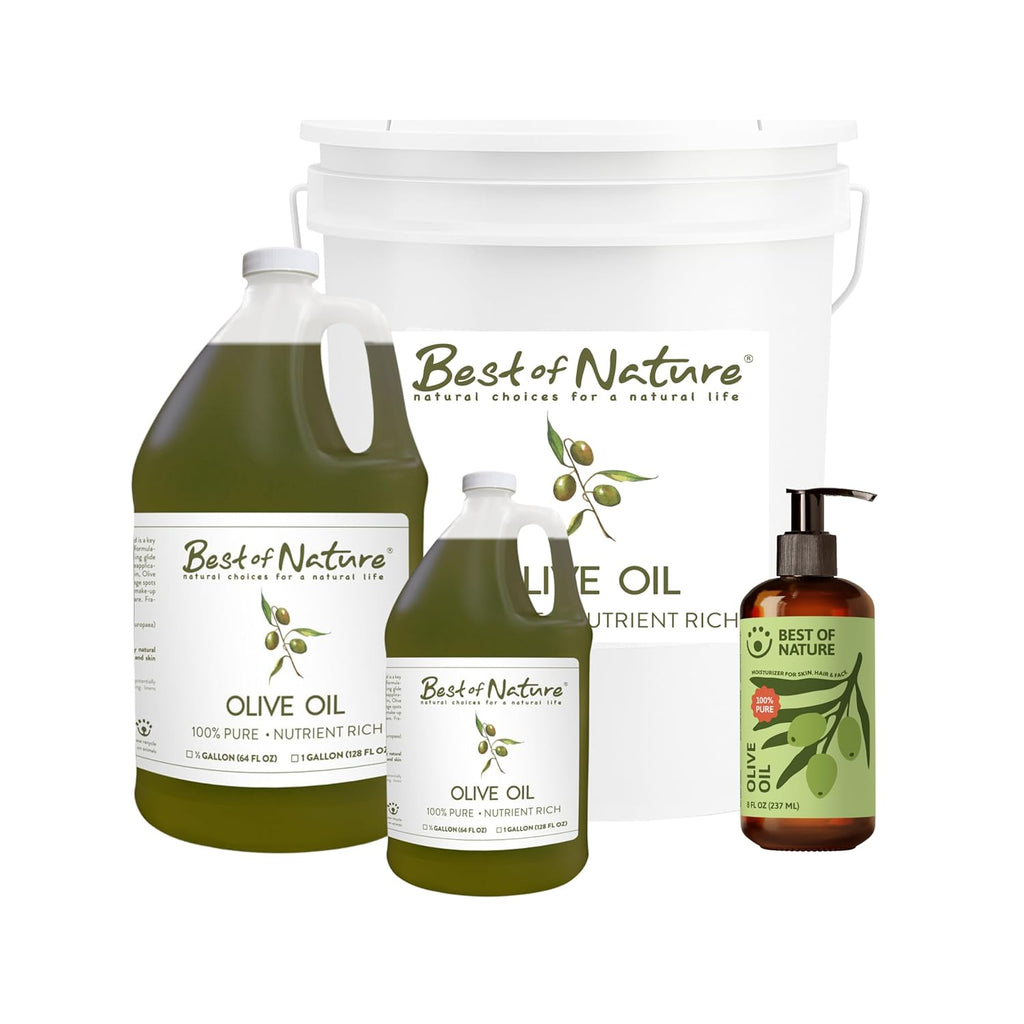 Best of Nature 100% Pure Olive Massage & Body Oil – Cold Pressed, Natural & Unscented Moisturizer for Skin, Hair & Bath, 8 fl oz