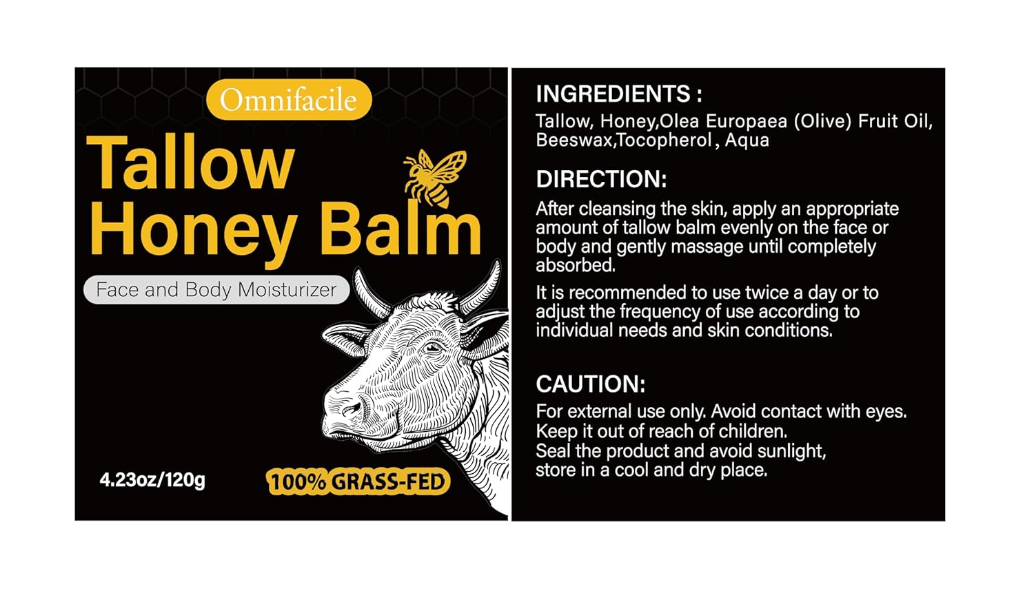 Beef Tallow for Skin,Face,Body - Handmade Whipped Tallow Face Moisturizer& Tallow Balm with 100% Grass-Fed Beef Tallow & Raw Honey,Narural Organic Tallow and honey balm for Men&Women,Unscented,4.23OZ