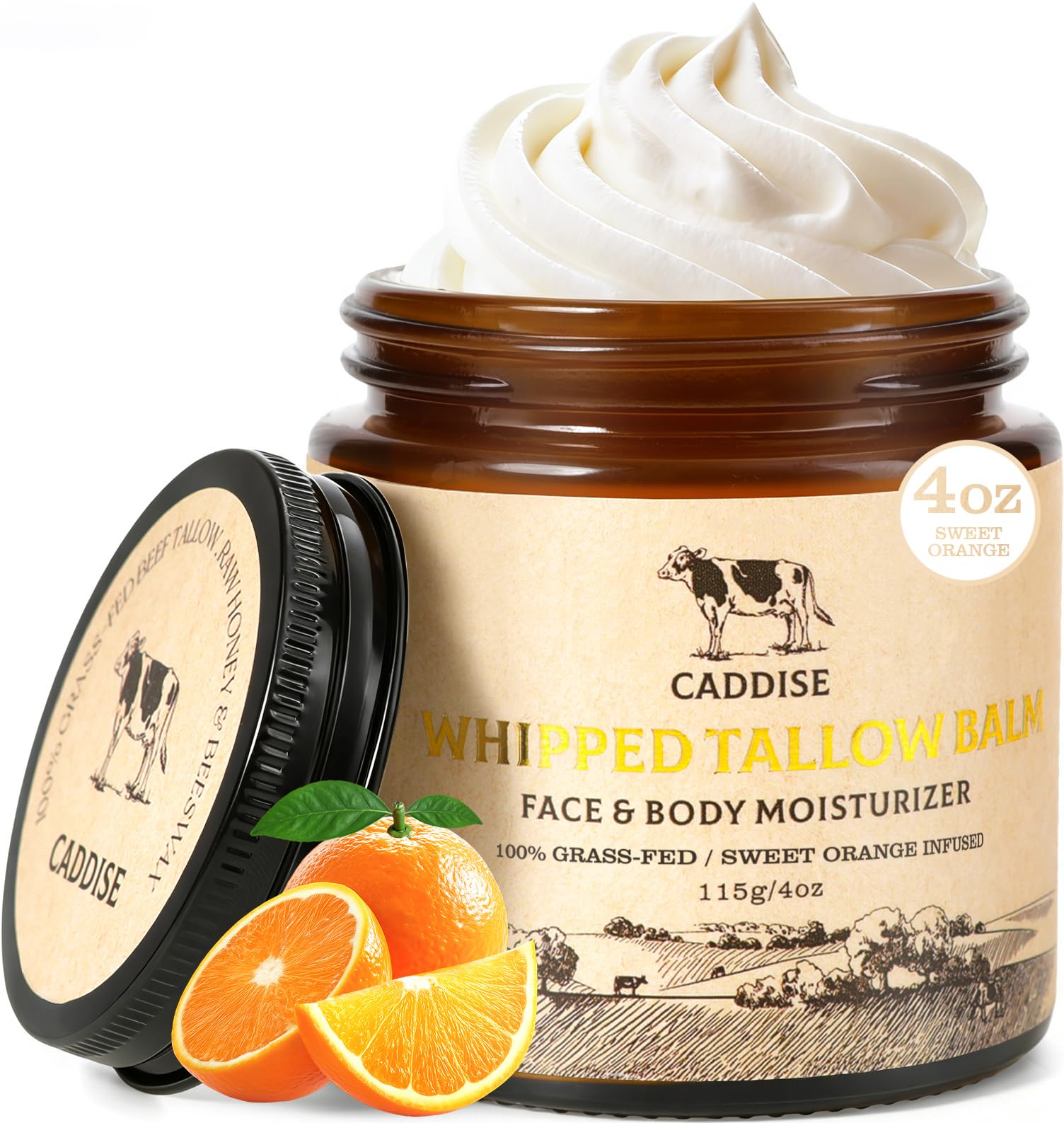 Whipped Beef Tallow for Skin – 100% Grass-Fed Handmade Cream Moisturizer for Face & Body, Natural with Honey, Shea Butter, Jojoba Oil, Non-Greasy, Nourishing for Men, Women, Kids, 4 Oz