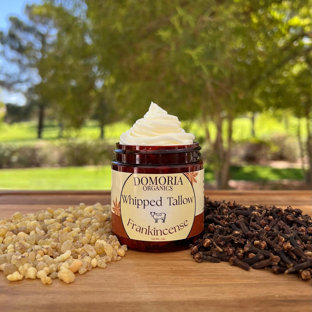Handmade Whipped Tallow Balm - (Value Size) Frankincense Resin & Whole Clove, Herb-Infused Chamomile & Calendula for Men, Women, Psoriasis, Eczema, Dry Sensitive Skin