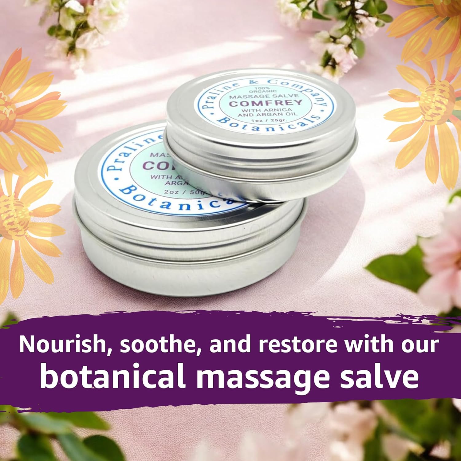 Comfrey Massage Salve - 100% Organic & Natural Herbal Salve - Handmade Salve Ointment with Macerate of Arnica, Argan & Castor Oil - Soothing Body Balm for Relief & Relaxation - 1oz