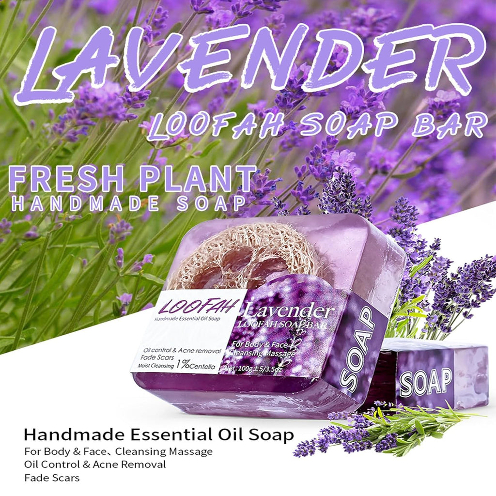 Aloe Vera Hademade Loofah Soap, Natural Exfoliating Clean Bar, Gentle Cleansing Massage Moisturizing & Repairing, Organic Handmade with Aloe Vera Plant Oil Body Bath Cream, Aloe