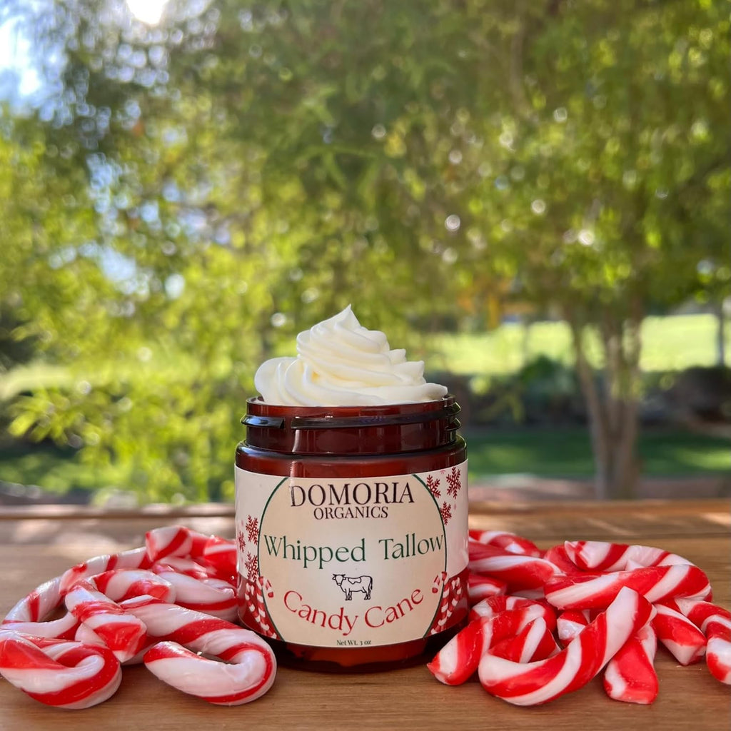 Handmade Whipped Tallow Balm Holiday Edition Candy Cane, (Value Size) Grass-Fed, Nutrient-Rich Moisturizer for Dry Sensitive Skin