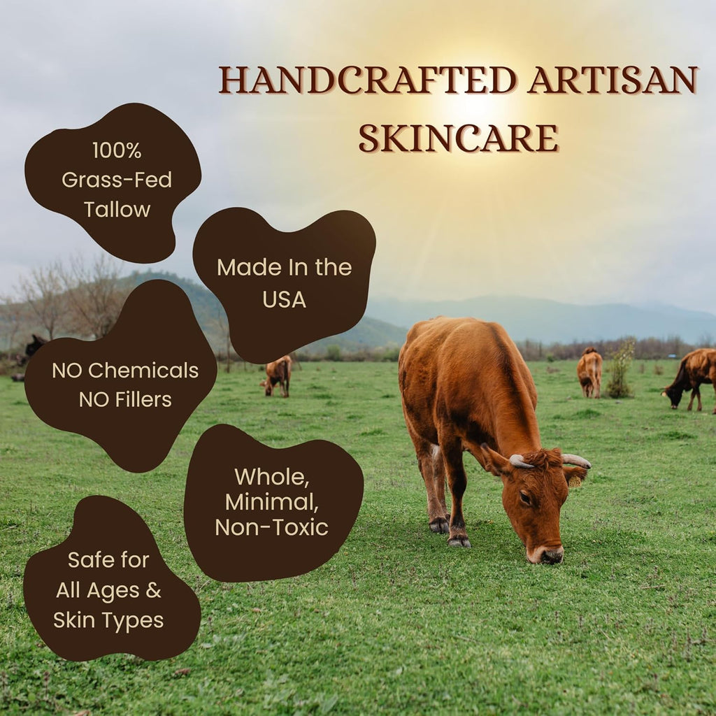 Handmade Whipped Tallow Balm Holiday Edition Candy Cane, (Value Size) Grass-Fed, Nutrient-Rich Moisturizer for Dry Sensitive Skin