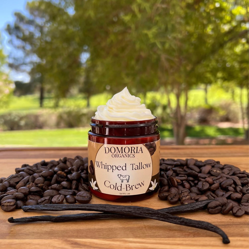 Handmade Whipped Tallow Balm – Cold Brew, Real Coffee & Vanilla Beans, Herb-Infused Chamomile & Calendula Moisturizer for Men, Women, Psoriasis, Eczema, Dry Sensitive Skin